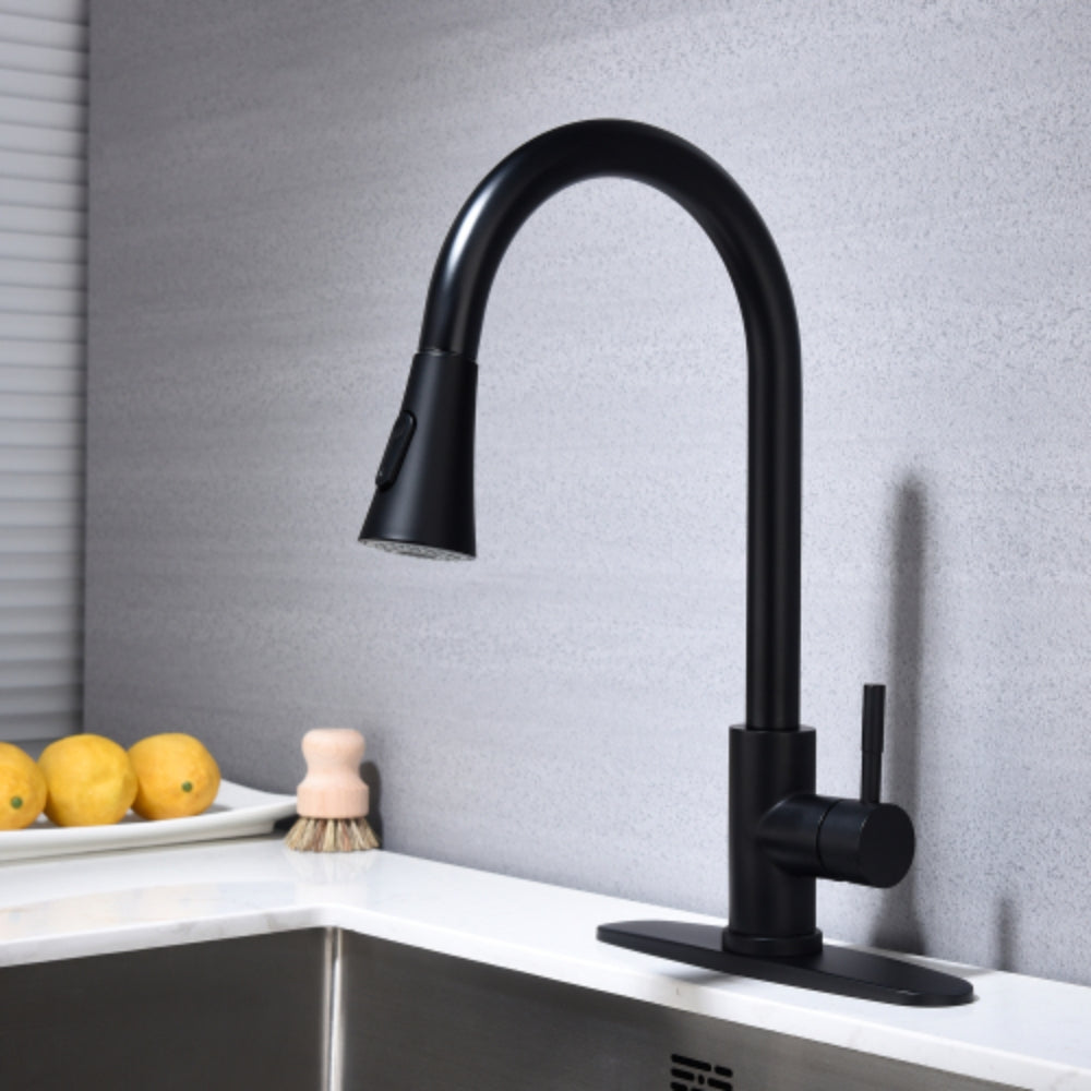 Pull Out Sprayer Kitchen Faucet - Matte Black