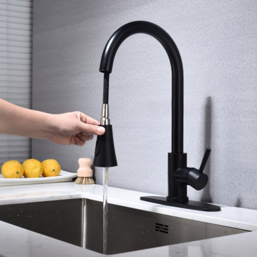 Pull Out Sprayer Kitchen Faucet - Matte Black