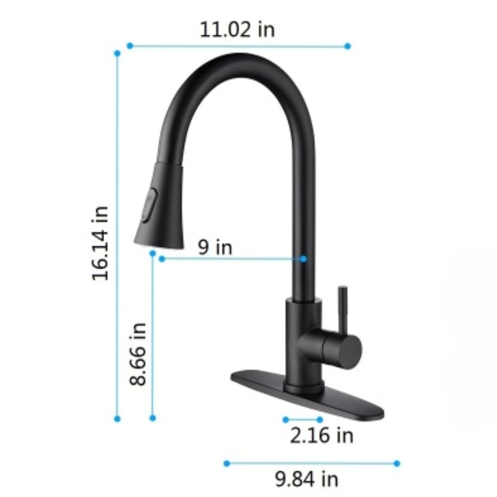 Pull Out Sprayer Kitchen Faucet - Matte Black