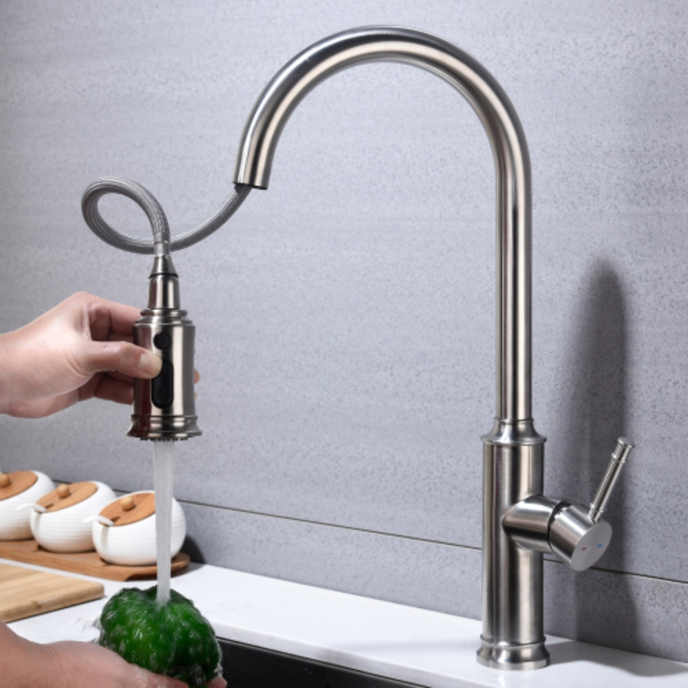 Pull Out Sprayer Kitchen Faucet - Brushed Nickel