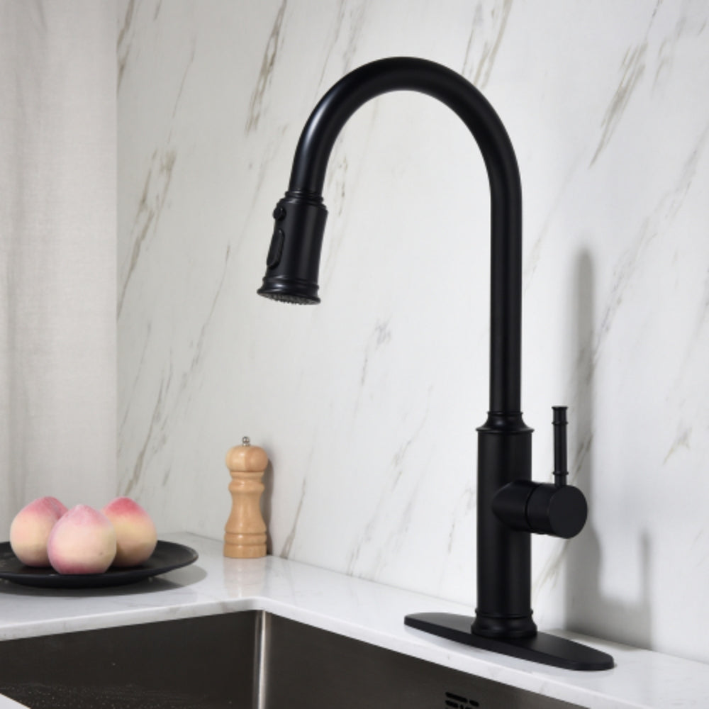 Pull Out Sprayer Kitchen Faucet - Matte Black