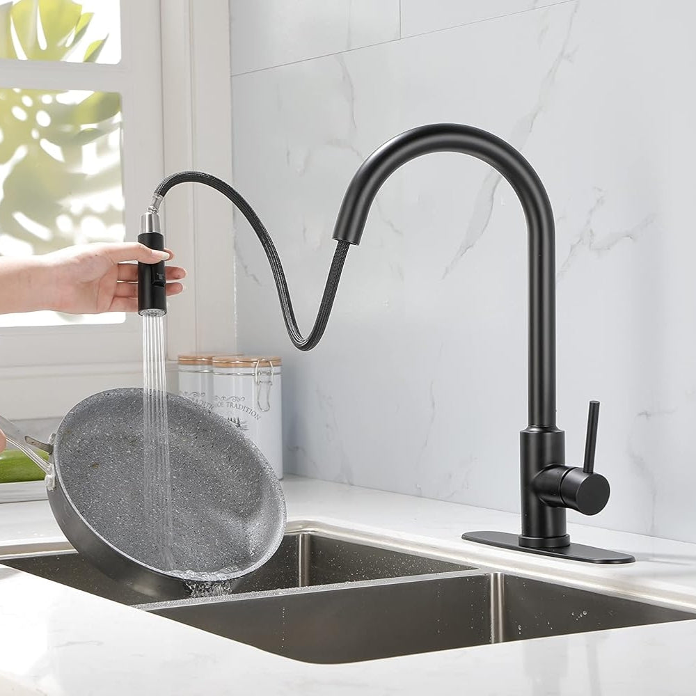 Pull Out Sprayer Kitchen Faucet - Matte Black