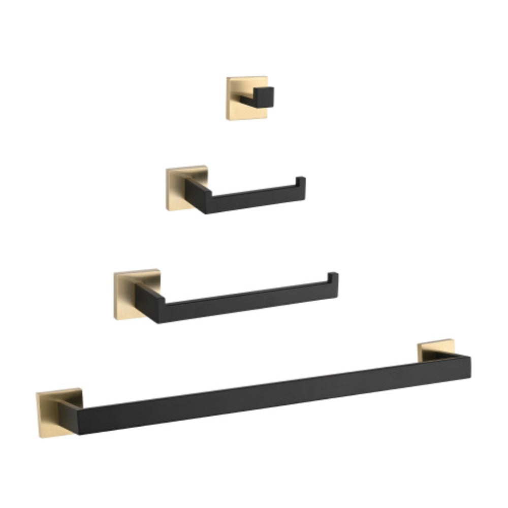 Gold+Matte Black Complete Bathroom Hardware Set Enhance Your Bathroom Decor