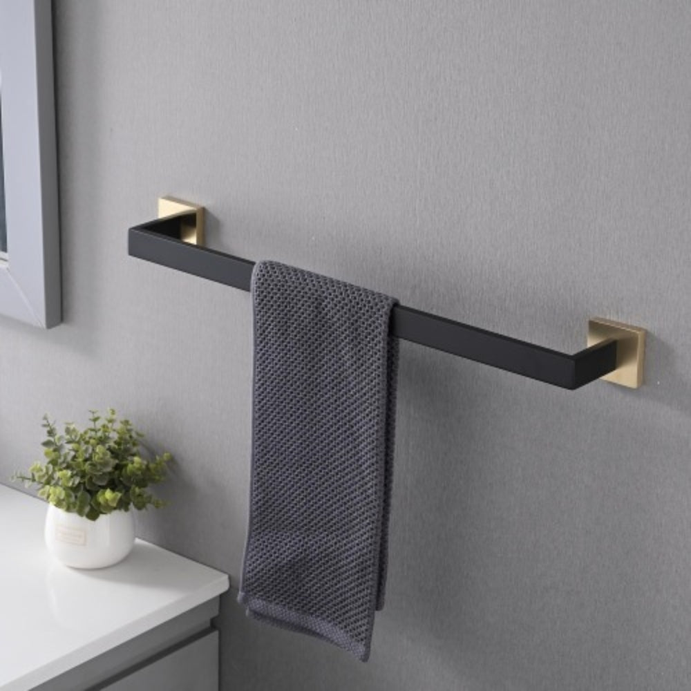 Gold+Matte Black Complete Bathroom Hardware Set Enhance Your Bathroom Decor