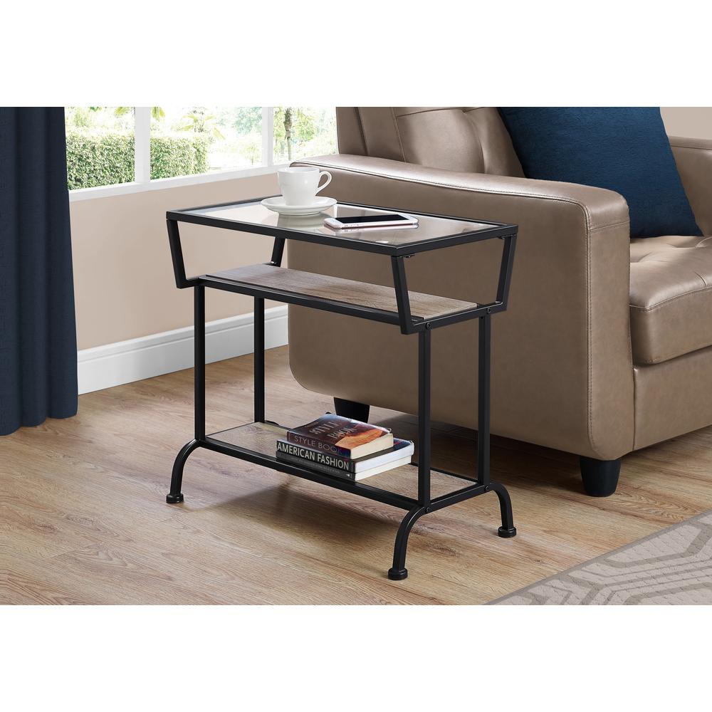 Accent Table, Side, End, Narrow, Small, 2 Tier, Living Room, Bedroom, Brown
