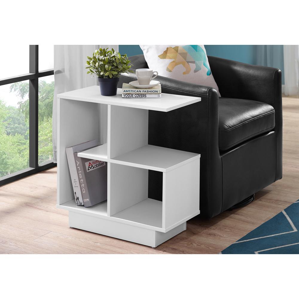 Accent Table, Side, End, Narrow, Small, 3 Tier, Living Room, Bedroom, White