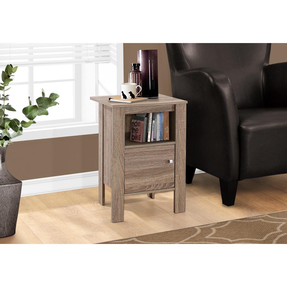 Accent Table, Side, End, Nightstand, Lamp, Storage, Living Room, Bedroom, Brown