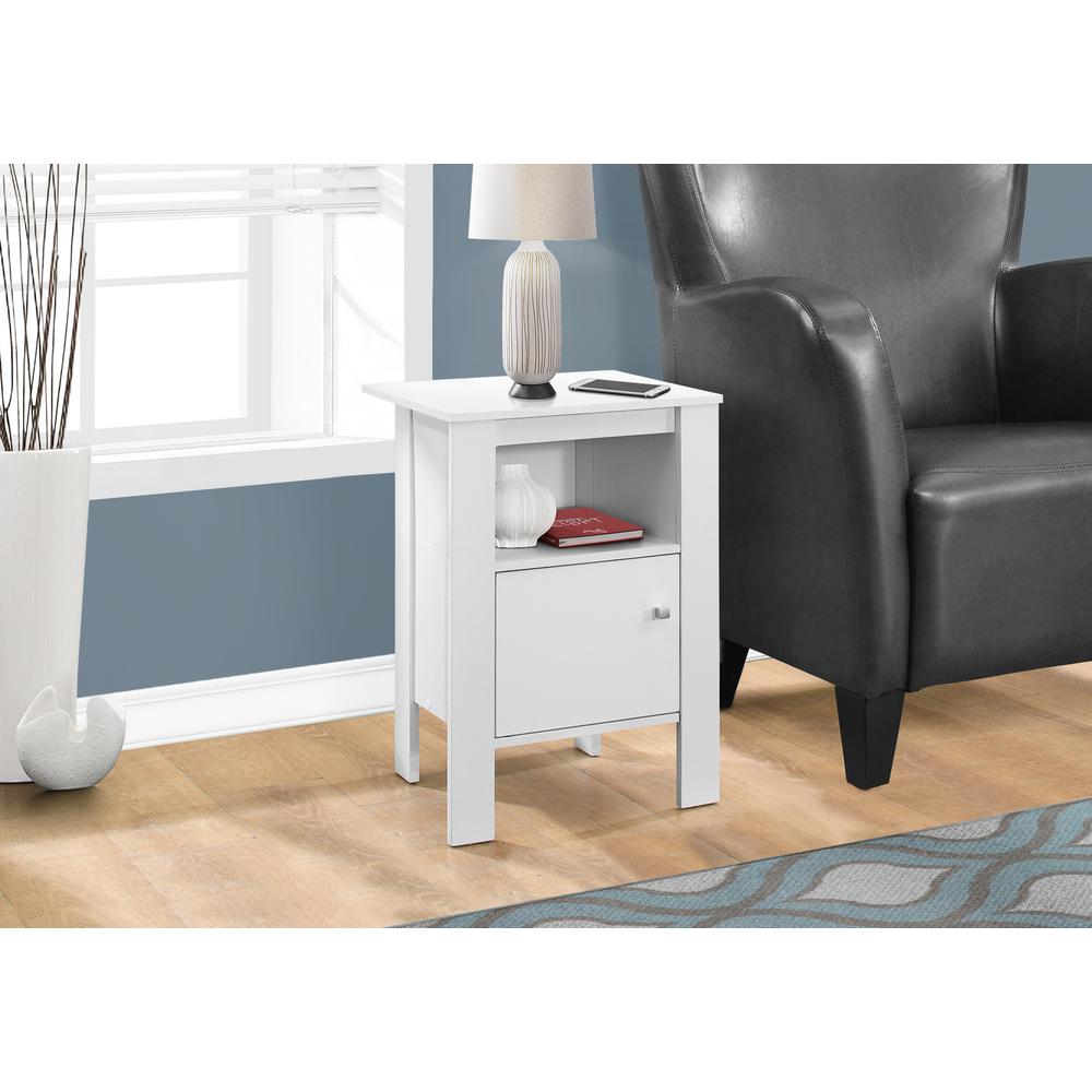 Accent Table, Side, End, Nightstand, Lamp, Storage, Living Room, Bedroom, White