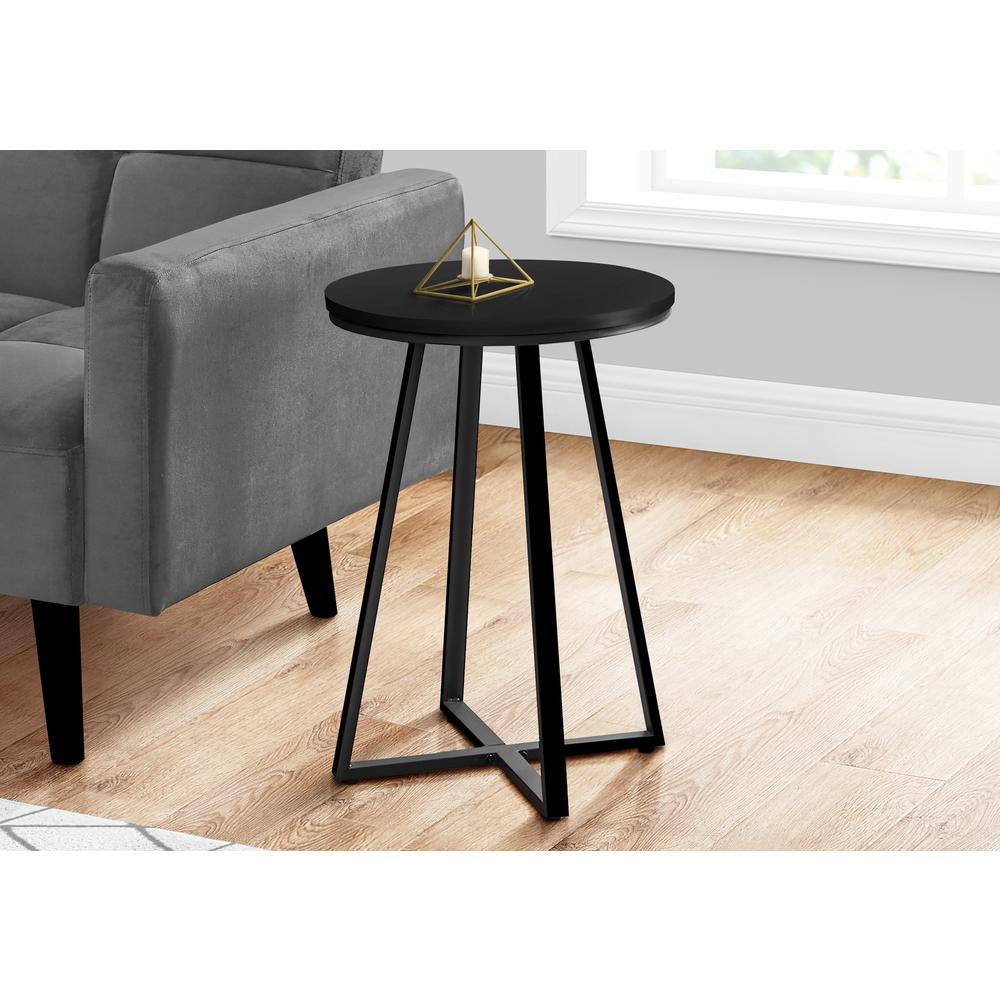 Accent Table, Side, Round, End, Nightstand, Lamp, Living Room, Bedroom, Black