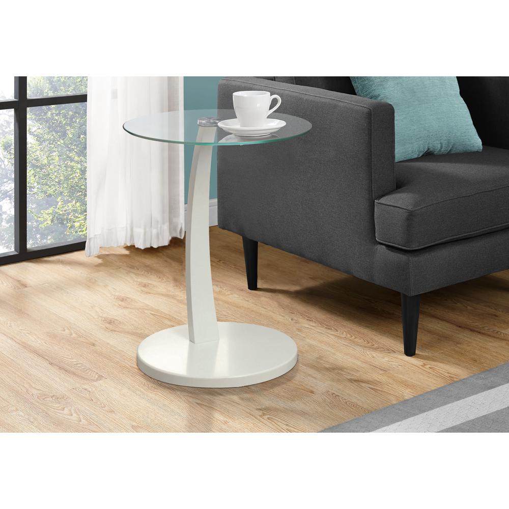 Accent Table, C-shaped, End, Side, Snack, Living Room, Bedroom, Clear Tempered