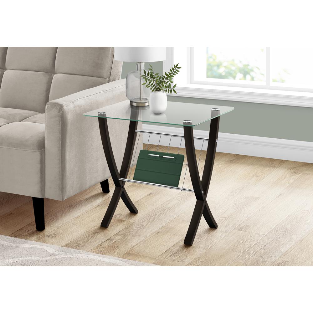 Accent Table, Side, End, Nightstand, Lamp, Living Room, Bedroom, Clear Tempered