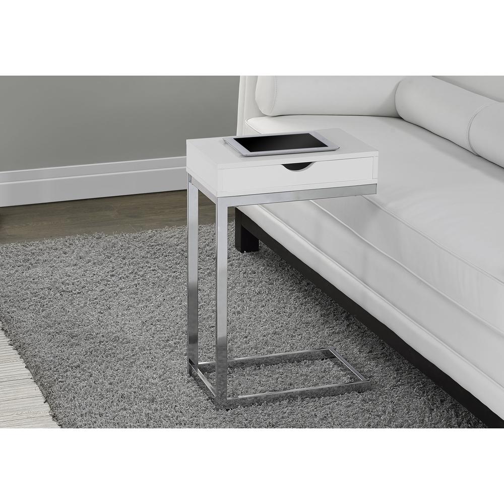 Accent Table, C-shaped, End, Side, Snack, Storage Drawer, Living Room, Bedroom