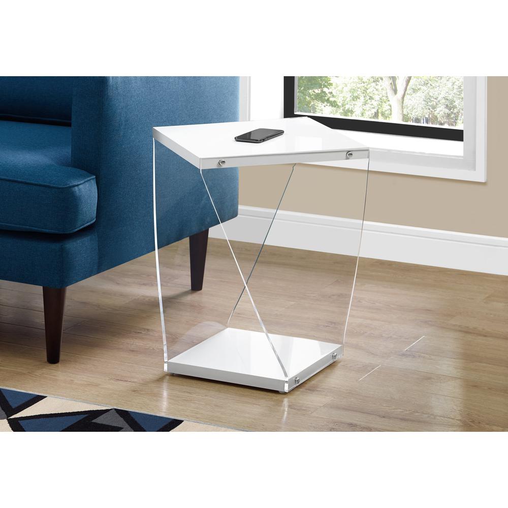 Accent Table, Side, End, Nightstand, Lamp, Living Room, Bedroom, Glossy White