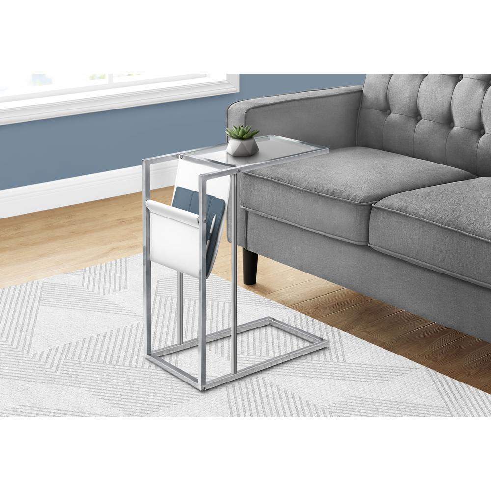 Accent Table, C-shaped, End, Side, Snack, Magazine Storage, Living Room