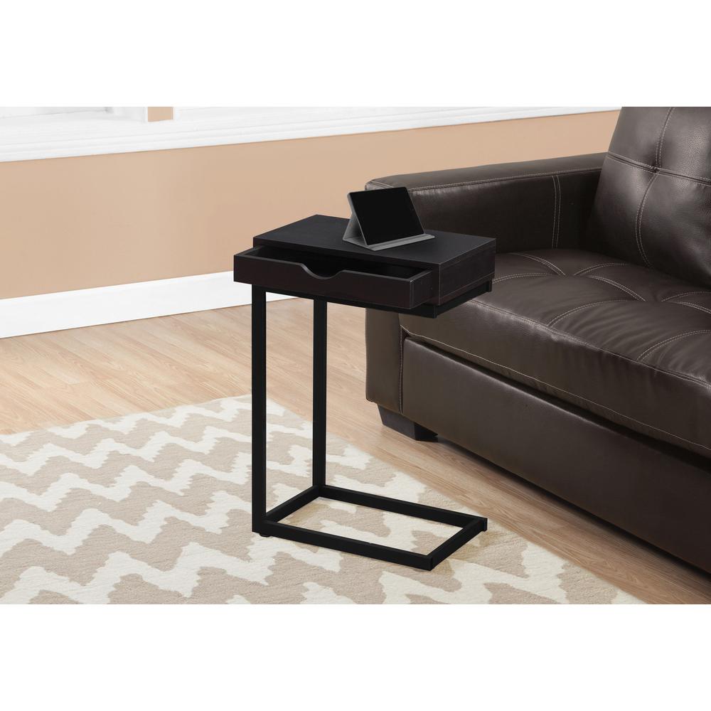Accent Table, C-shaped, End, Side, Snack, Storage Drawer, Living Room