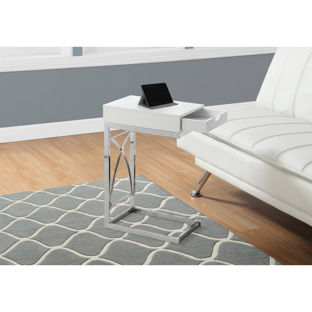Accent Table, C-shaped, End, Side, Snack, Storage Drawer, Living Room, Bedroom