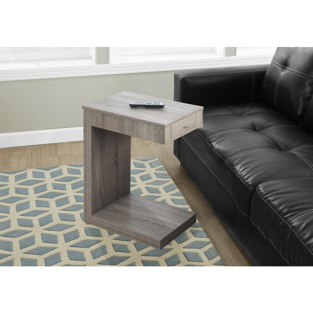 Accent Table, C-shaped, End, Side, Snack, Storage Drawer, Living Room, Bedroom