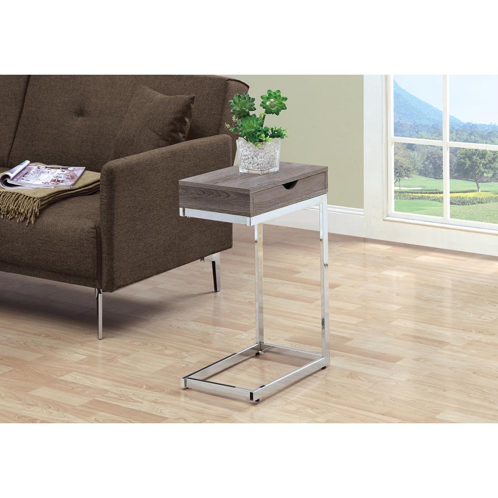 Accent Table, C-shaped, End, Side, Snack, Storage Drawer, Living Room, Bedroom