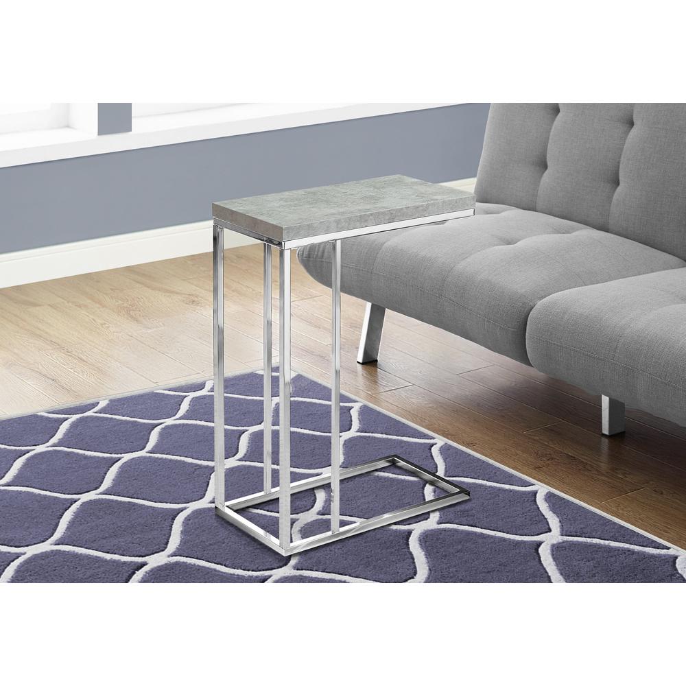 Accent Table, C-shaped, End, Side, Snack, Living Room, Bedroom, Grey Laminate