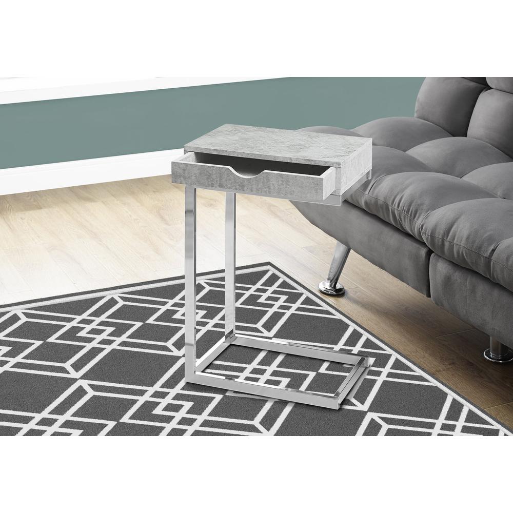 Accent Table, C-shaped, End, Side, Snack, Storage Drawer, Living Room, Bedroom