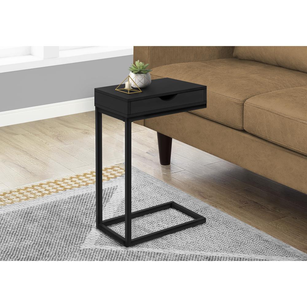 Accent Table, C-shaped, End, Side, Snack, Storage Drawer, Living Room