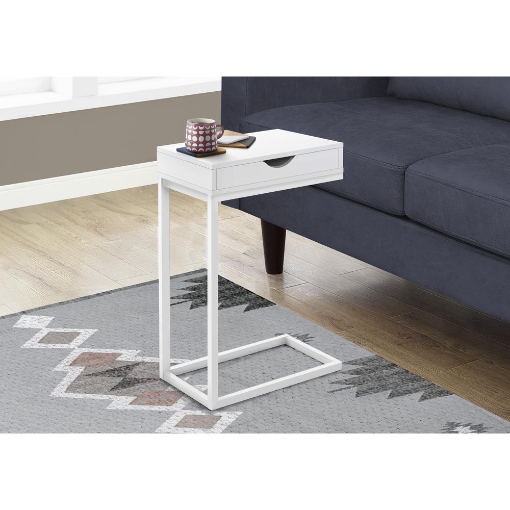 Accent Table, C-shaped, End, Side, Snack, Storage Drawer, Living Room