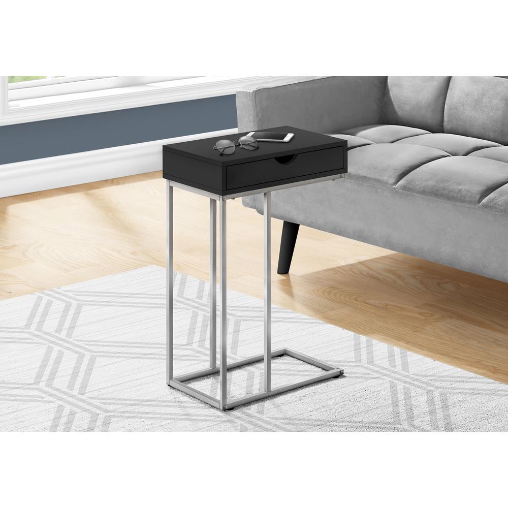 Accent Table, C-shaped, End, Side, Snack, Storage Drawer, Living Room, Bedroom