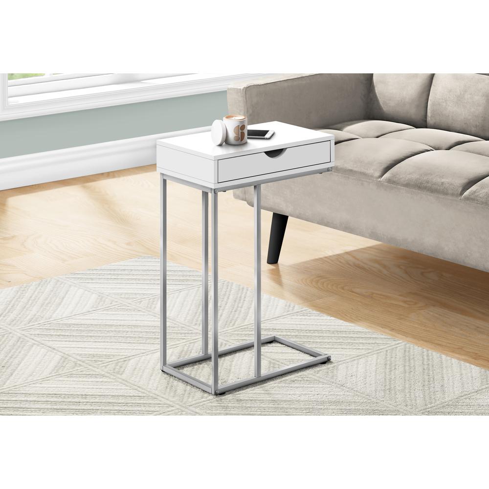 Accent Table, C-shaped, End, Side, Snack, Storage Drawer, Living Room, Bedroom