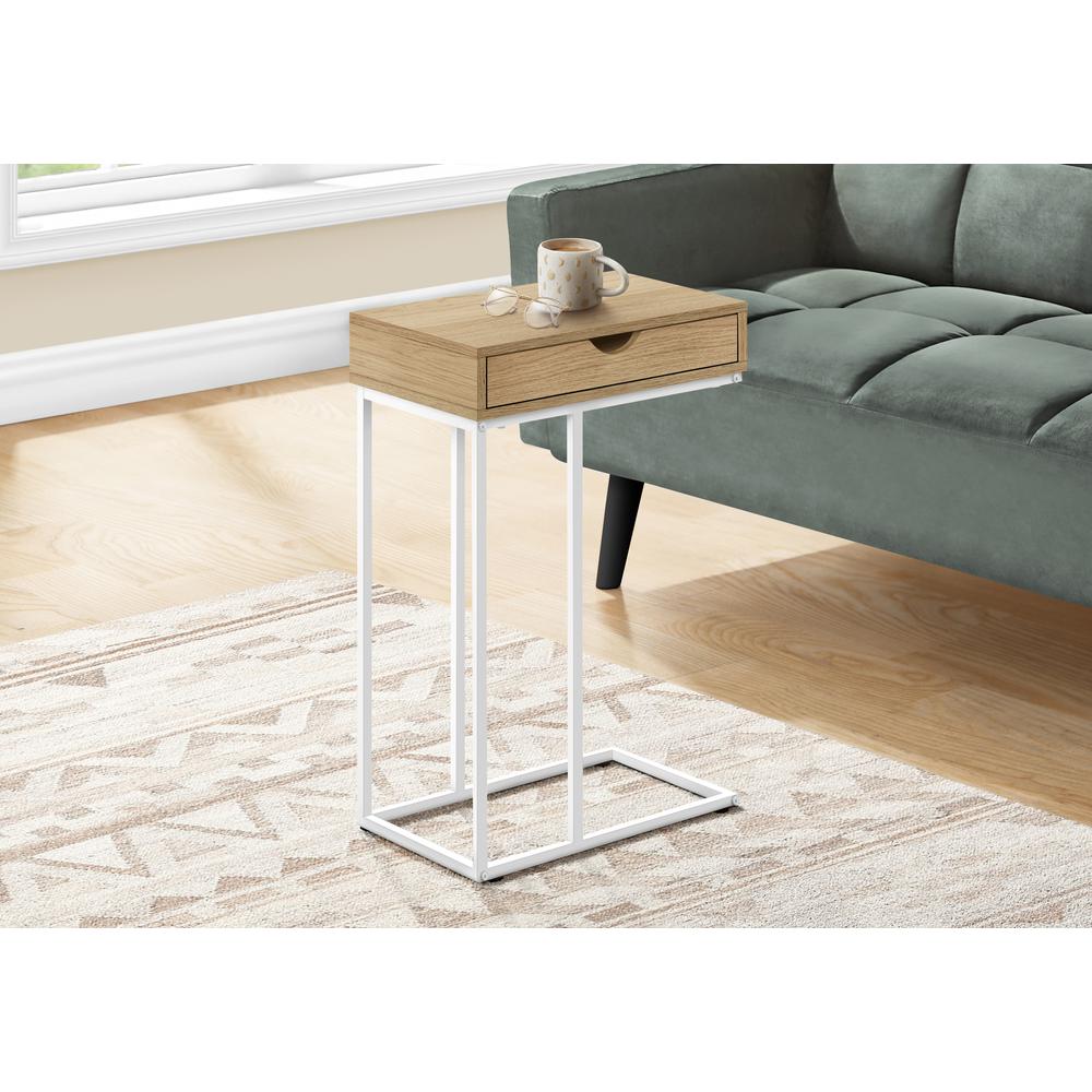 Accent Table, C-shaped, End, Side, Snack, Storage Drawer, Living Room, Bedroom