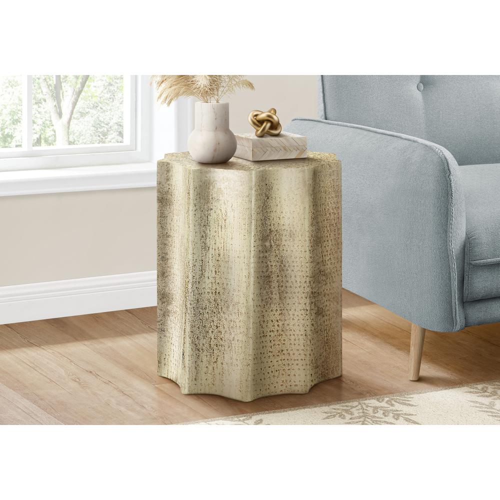 Accent Table, Drum, Side, End, Nightstand, Lamp, Living Room, Bedroom, Gold