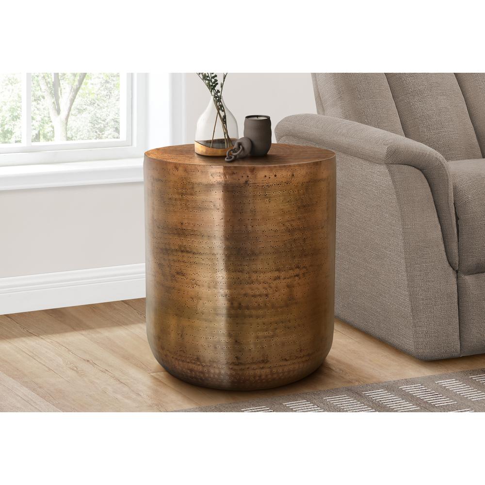 Accent Table, Drum, Side, End, Nightstand, Lamp, Living Room, Bedroom, Copper