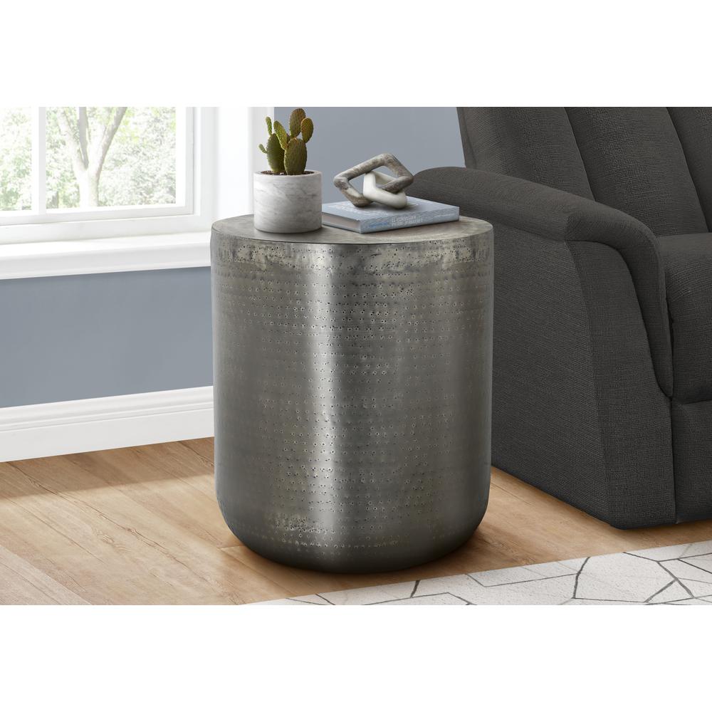 Accent Table, Drum, Side, End, Nightstand, Lamp, Living Room, Bedroom, Grey