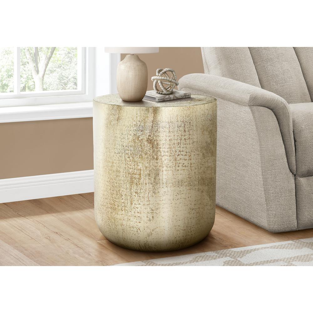 Accent Table, Drum, Side, End, Nightstand, Lamp, Living Room, Bedroom, Gold