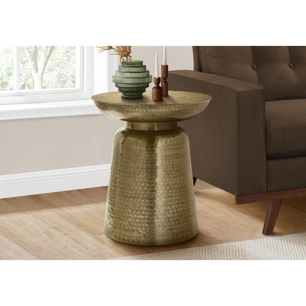 Accent Table, Drum, Side, End, Nightstand, Lamp, Living Room, Bedroom, Gold