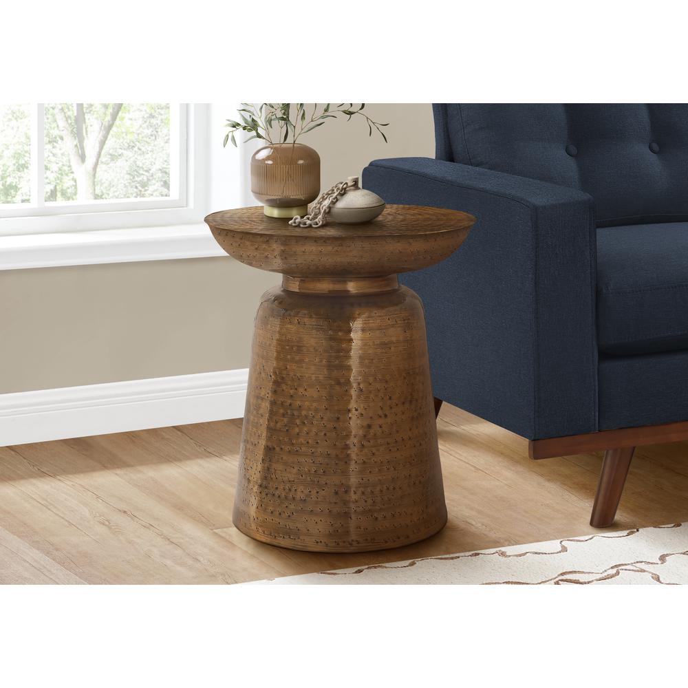 Accent Table, Drum, Side, End, Nightstand, Lamp, Living Room, Bedroom, Copper