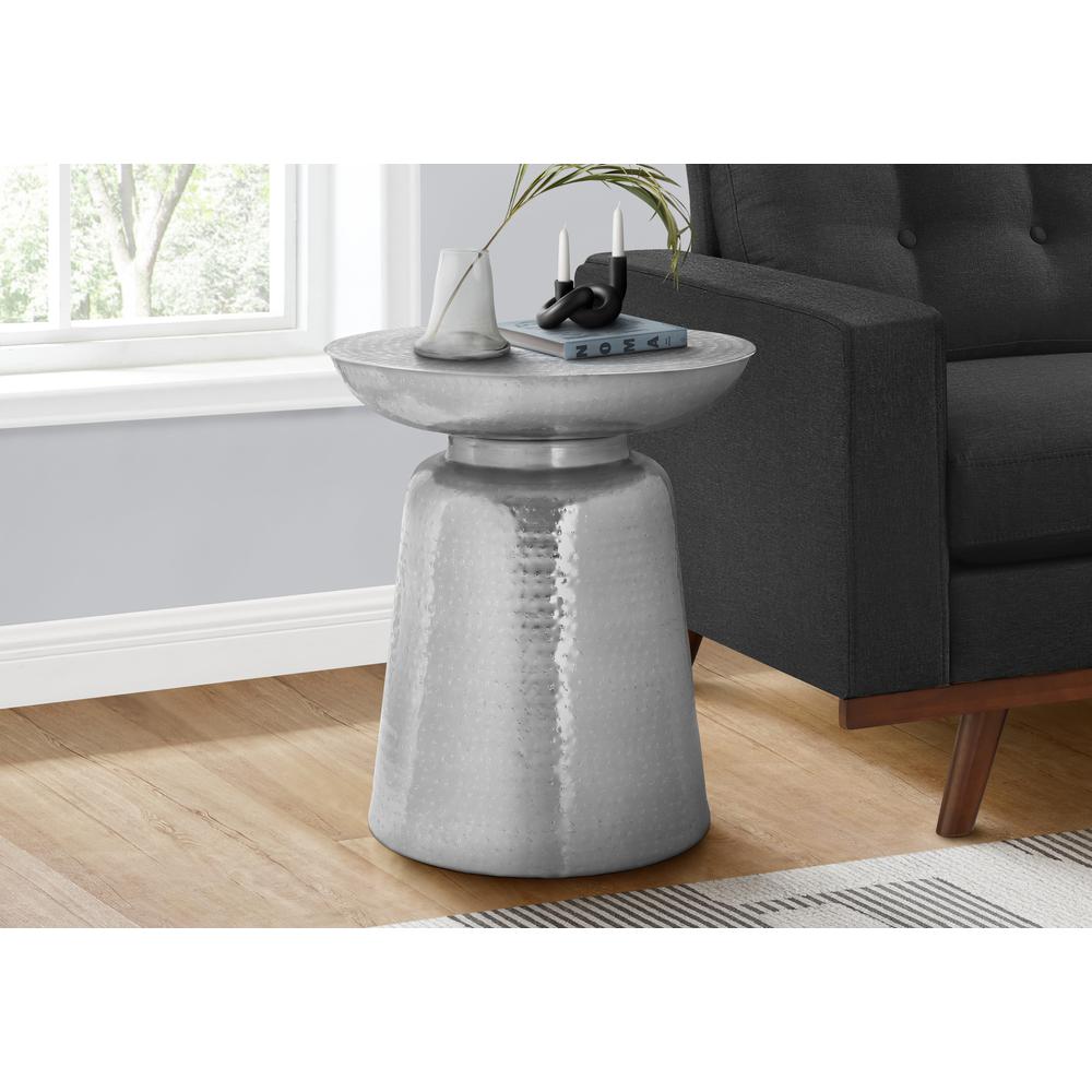 Accent Table, Drum, Side, End, Nightstand, Lamp, Living Room, Bedroom, Chrome