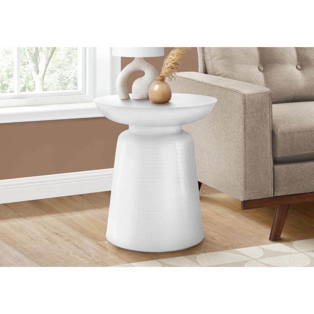 Accent Table, Drum, Side, End, Nightstand, Lamp, Living Room, Bedroom, White