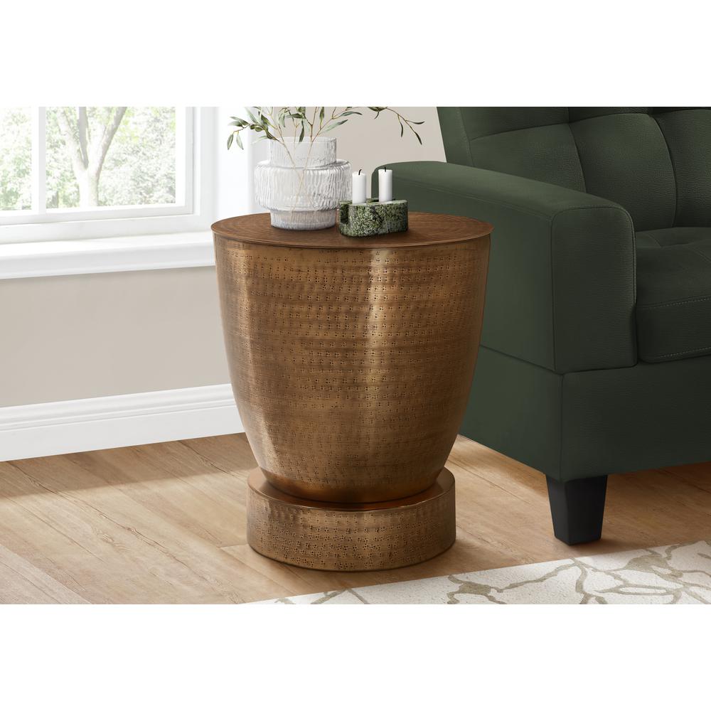 Accent Table, Drum, Side, End, Nightstand, Lamp, Living Room, Bedroom, Copper