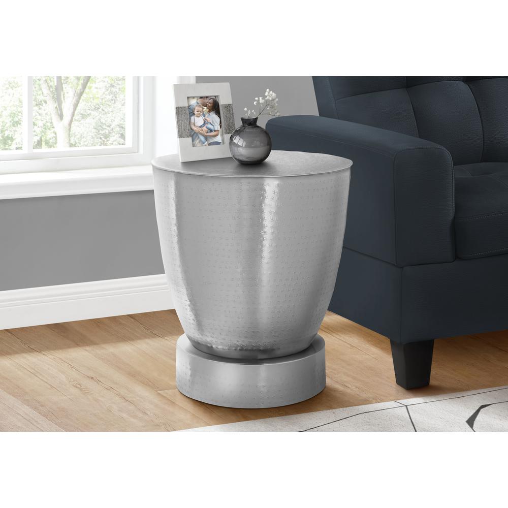 Accent Table, Drum, Side, End, Nightstand, Lamp, Living Room, Bedroom, Chrome