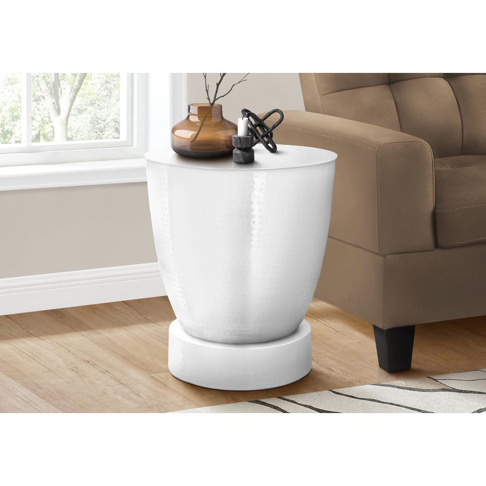 Accent Table, Drum, Side, End, Nightstand, Lamp, Living Room, Bedroom, White