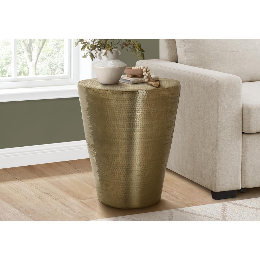 Accent Table, Drum, Side, End, Nightstand, Lamp, Living Room, Bedroom, Gold