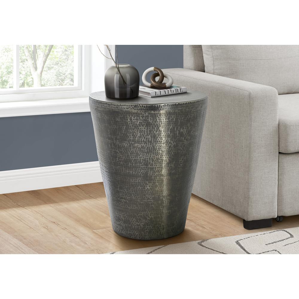 Accent Table, Drum, Side, End, Nightstand, Lamp, Living Room, Bedroom, Grey