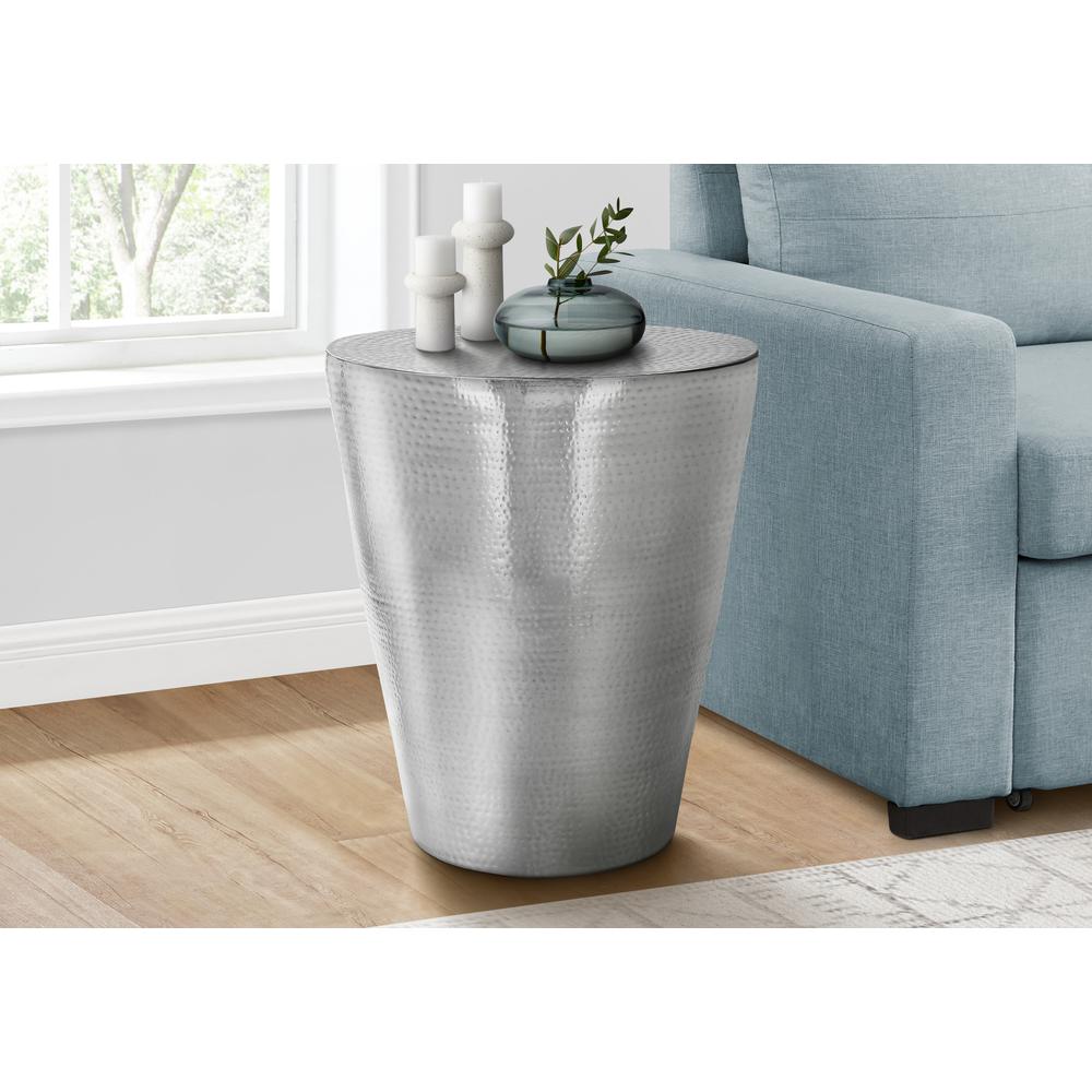 Accent Table, Drum, Side, End, Nightstand, Lamp, Living Room, Bedroom, Chrome