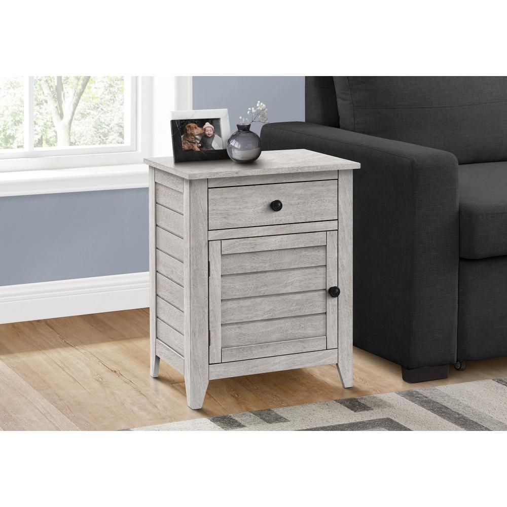 Accent Table, Nightstand, Storage Drawer, End, Side Table, Grey Veneer