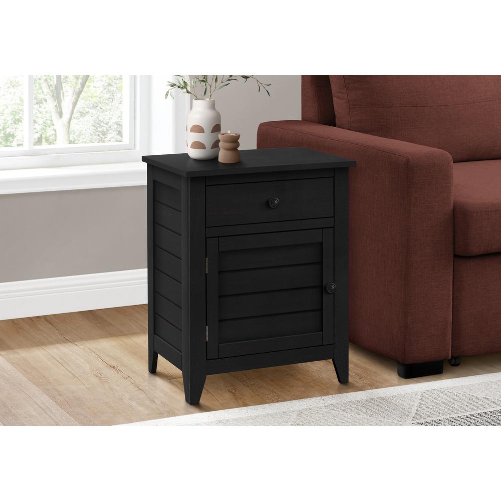 Accent Table, Nightstand, Storage Drawer, End, Side Table, Black Veneer