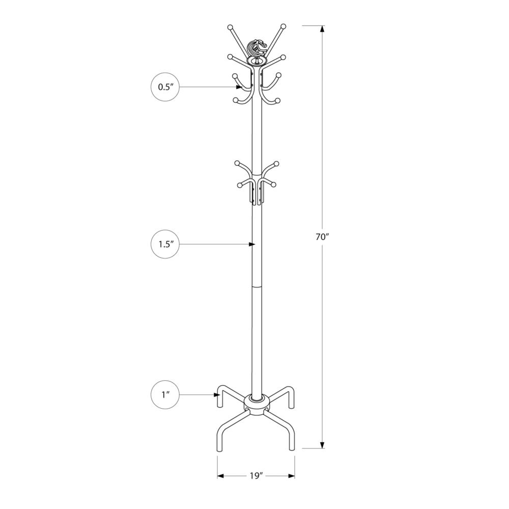 Coat Rack, Hall Tree, Free Standing, 12 Hooks, Entryway, 70H, Bedroom, Grey