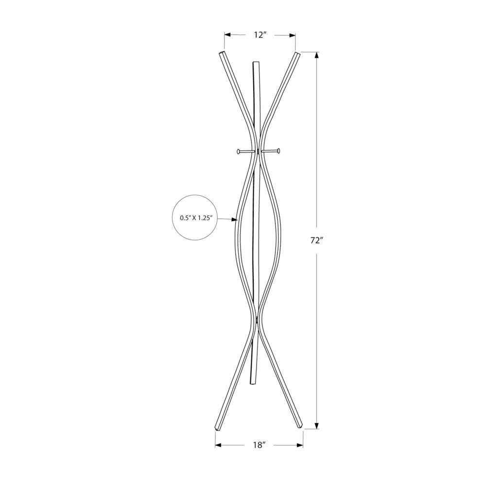Coat Rack, Hall Tree, Free Standing, 3 Hooks, Entryway, 72H, Bedroom, Brown