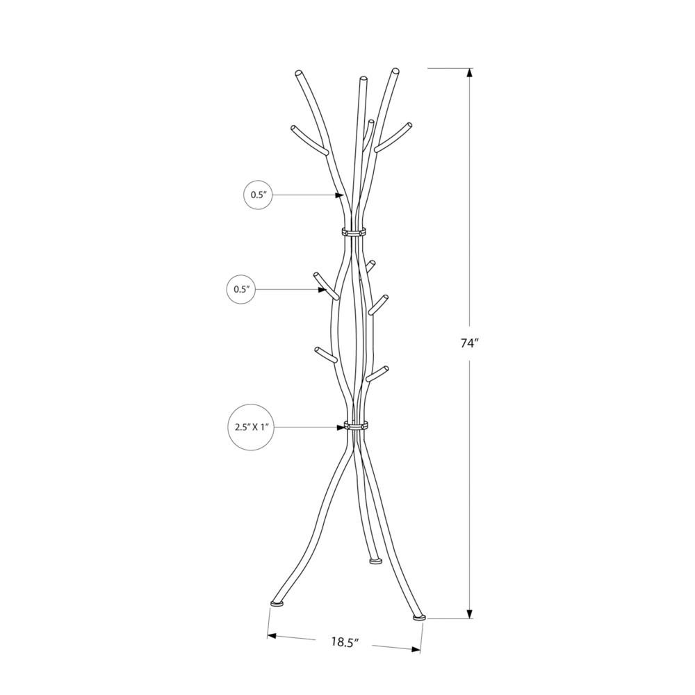 Coat Rack, Hall Tree, Free Standing, 11 Hooks, Entryway, 74H, Bedroom, White