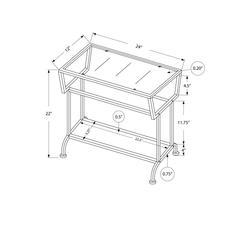 Accent Table, Side, End, Narrow, Small, 2 Tier, Living Room, Bedroom, White