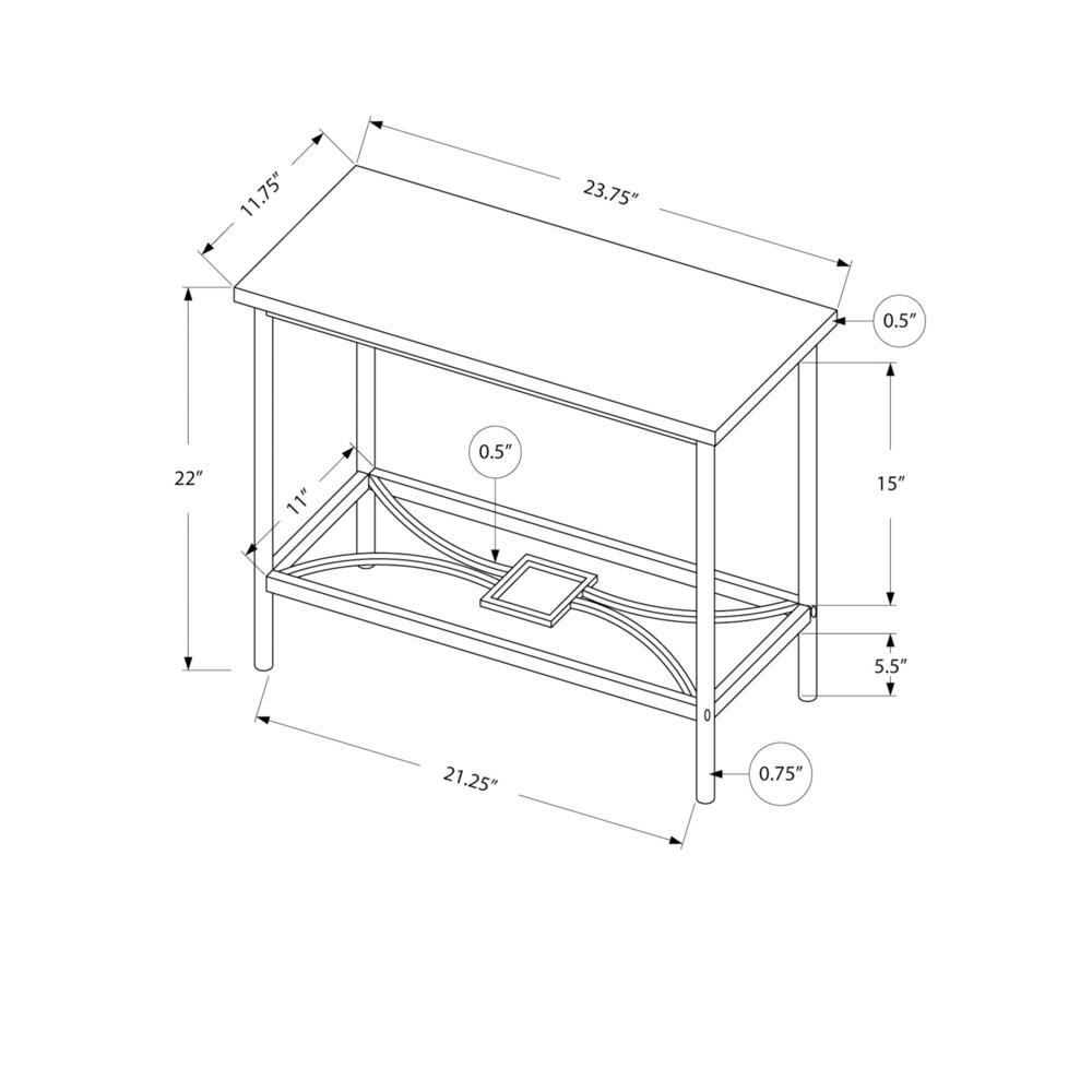 Accent Table, Side, End, Narrow, Small, 2 Tier, Living Room, Bedroom, White